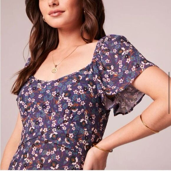 NWT XS Band Of The Free CORALINE PURPLE FLORAL CROSSOVER MINI DRESS - Picture 7 of 14